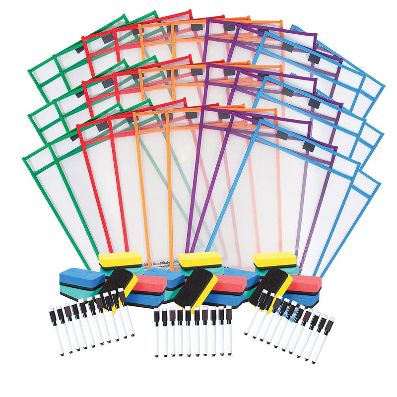 Write n Wipe Paper Saver Sleeves - inc Pens & Erasers - Pack of 30