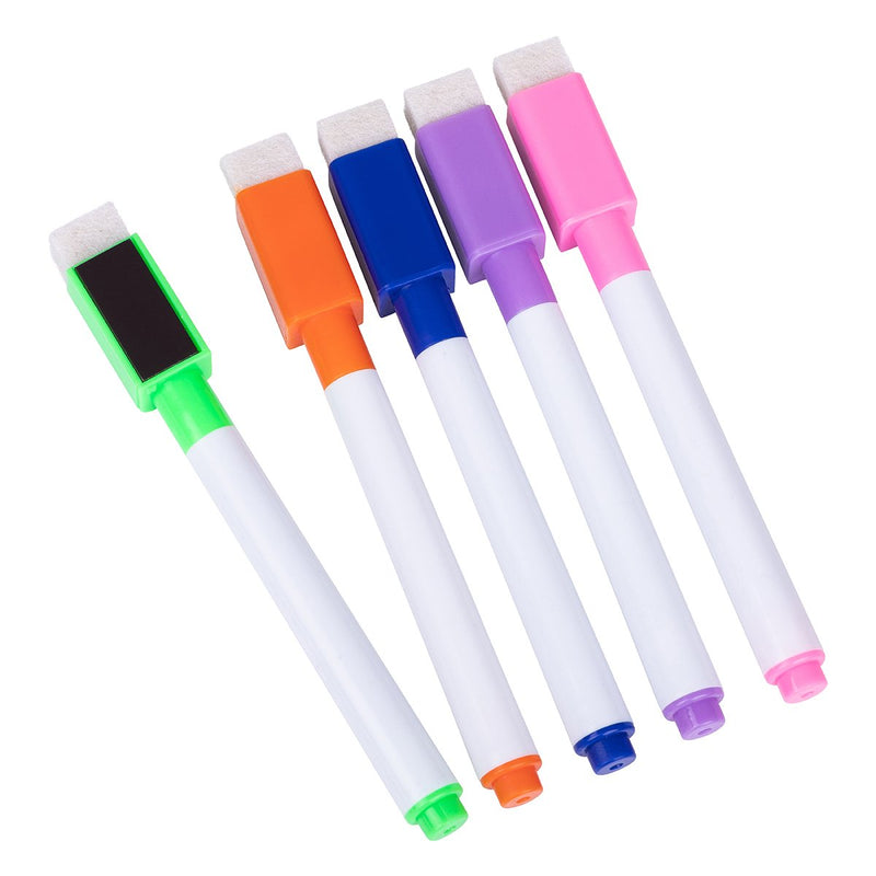 Coloured Write N Wipe Pens - 5 Pack