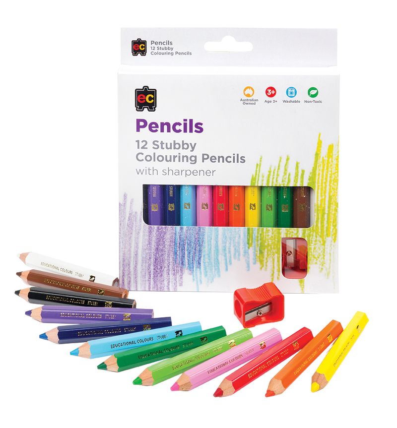Jumbo Stubby Washable Colouring Pencils - Pack of 12