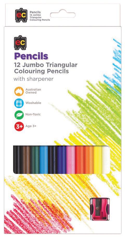 Jumbo Coloured Pencils FL+ Sharpener - Pack of 12
