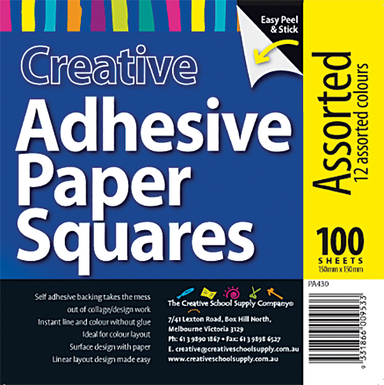 Adhesive Paper Squares - Assorted - Pack of 100