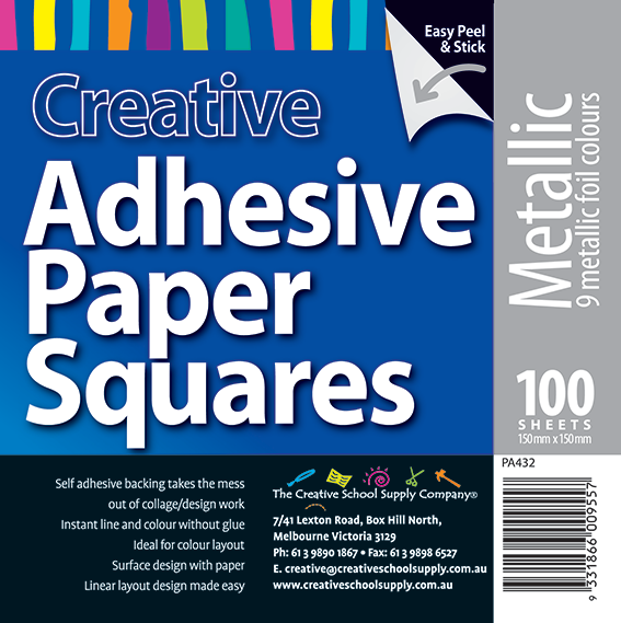 Adhesive Paper Squares - Metallic - Pack of 100