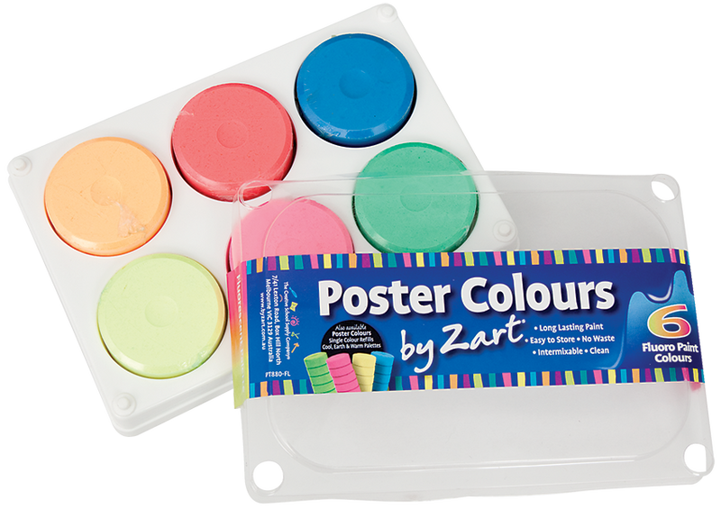 Poster Colours Paint by Zart - Fluoro - Pack of 6